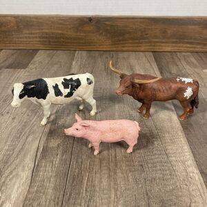 Schleich Farm Animals Lot of 3 Cow Pig Swine Longhorn Bull